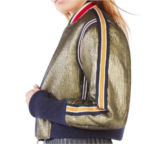 NWT BCBMAXAZRIA Andreas Metallic Bomber Jacket Size XS - Picture 4 of 16